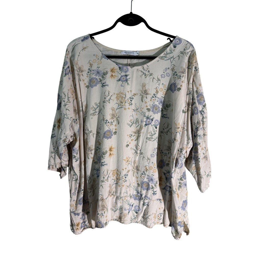 Giulia‎ Rosi Tunic Womens 3X White Scoop Neck 3/4 Sleeve Viscose Elastic
